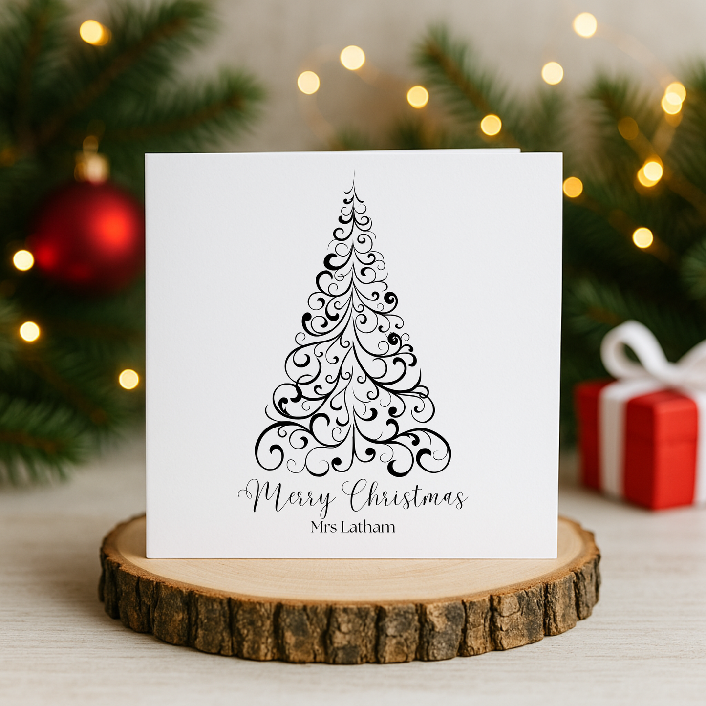Black & White Tree Christmas Card