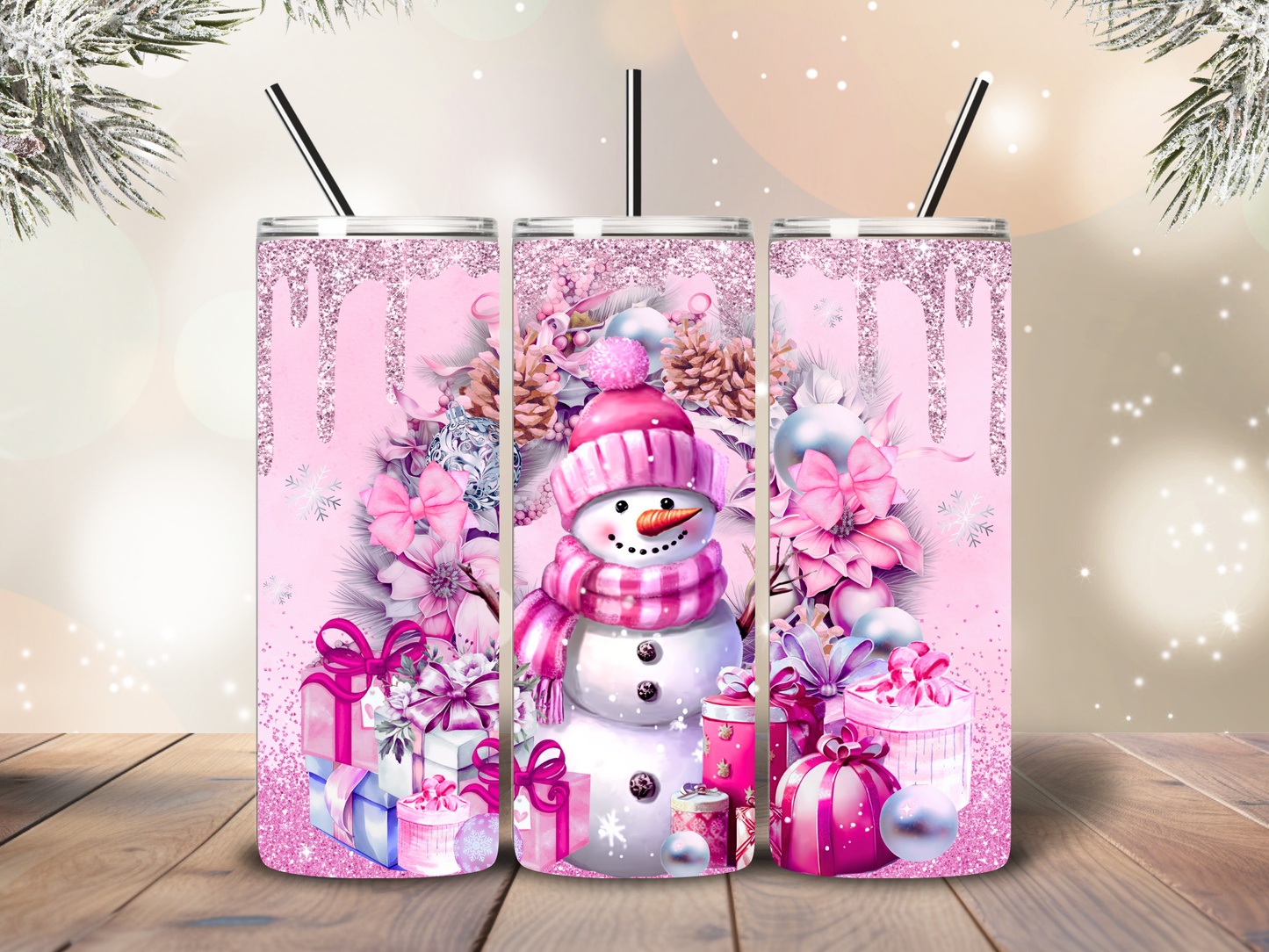 Pink Snowman 20oz Tumbler