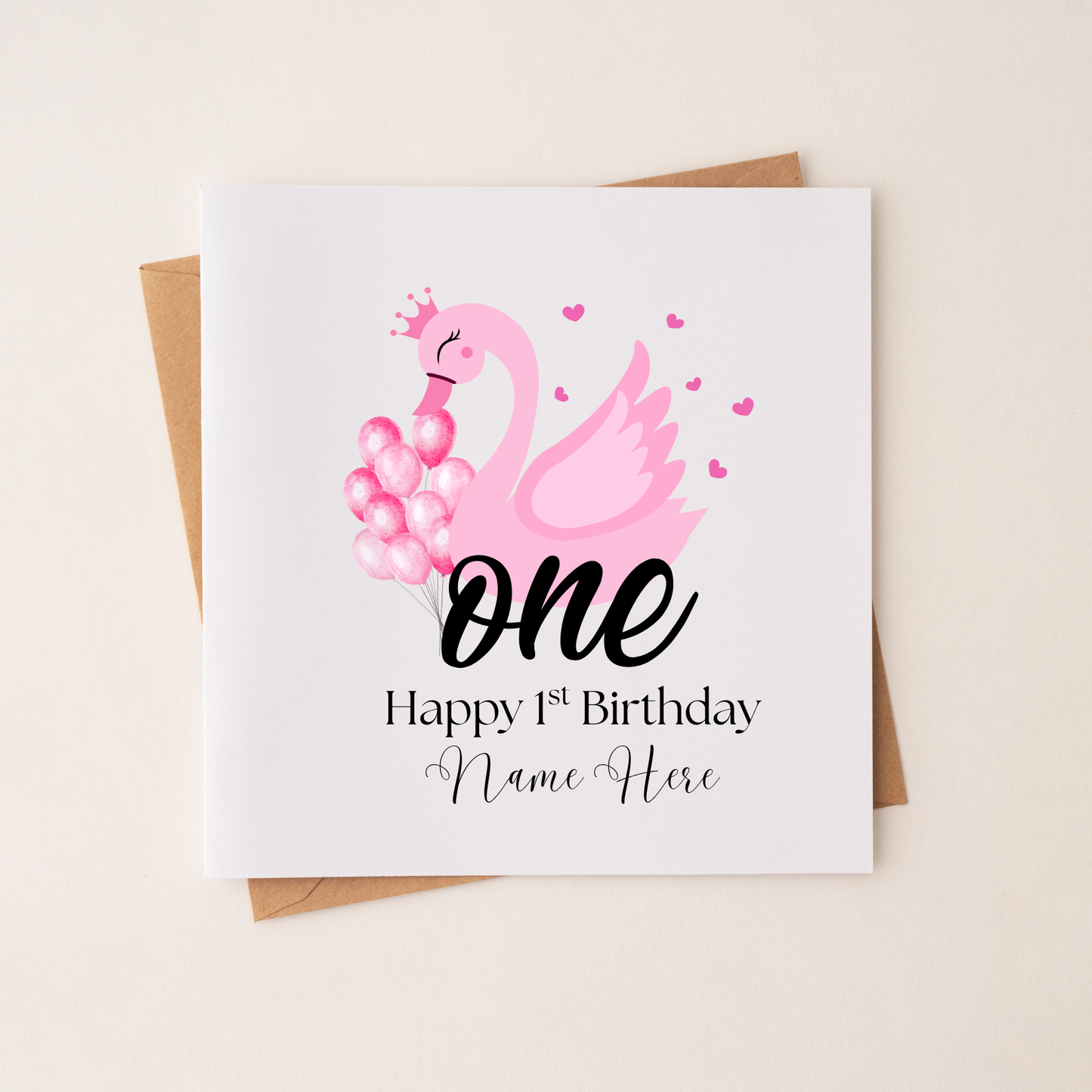 1st Birthday Swan Card