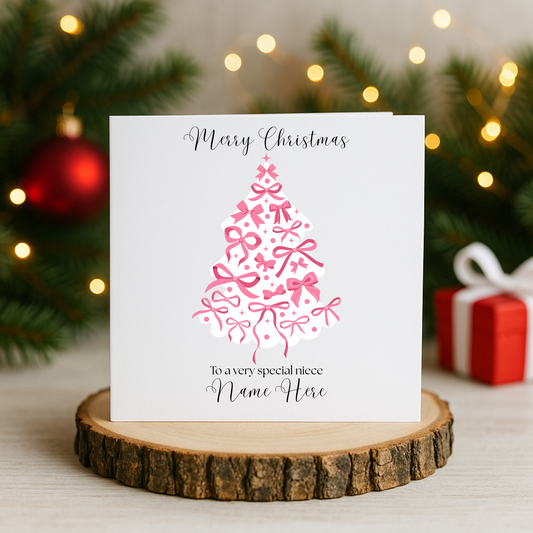 Pink Bow Christmas Card